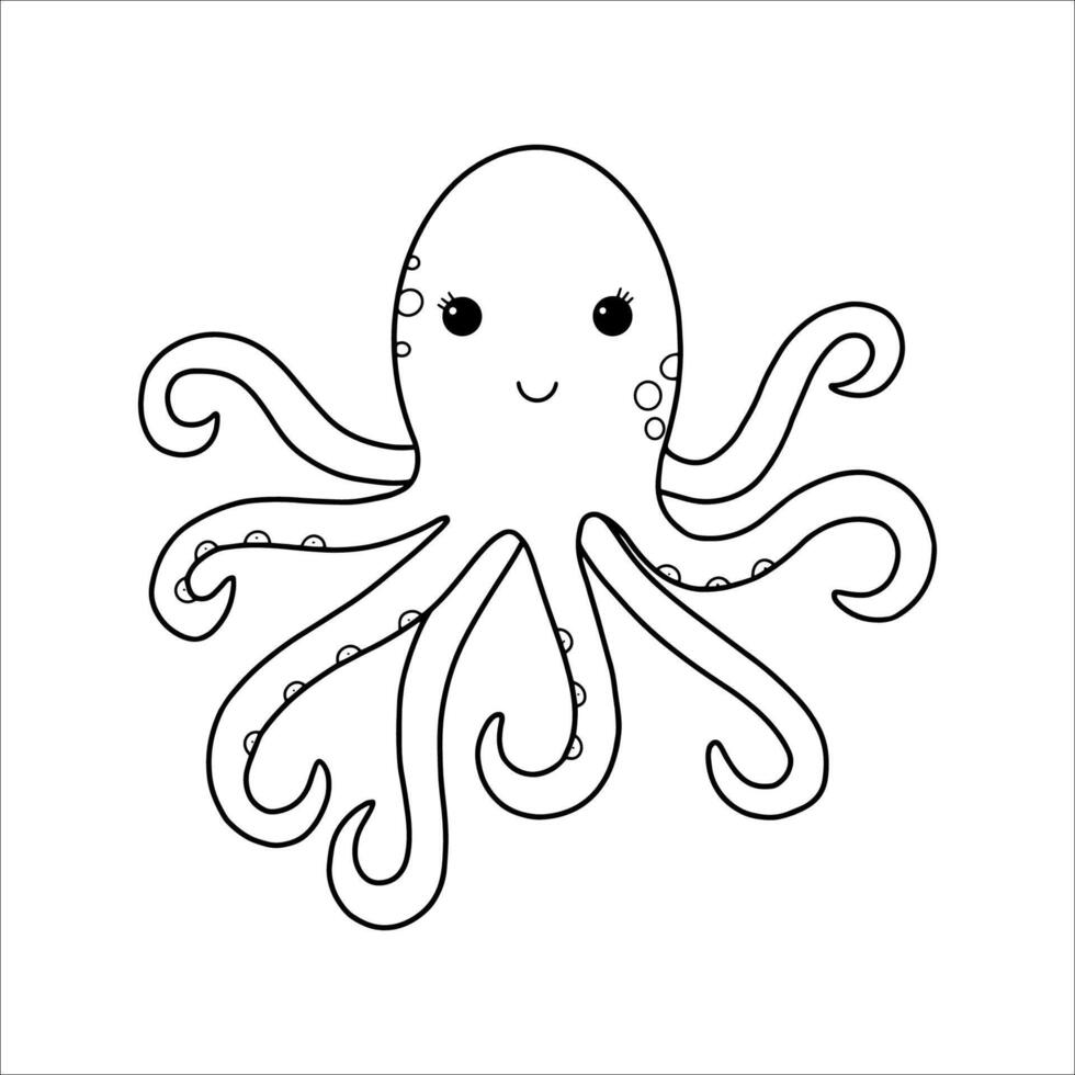 Hand drawn cute octopus. Underwater world. illustration vector