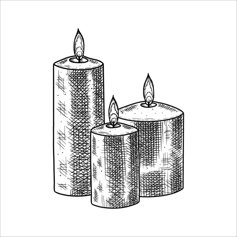 Hand drawn wax candles. illustration vector