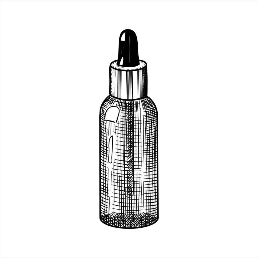 Hand drawn essential oil bottle. Spa collection. illustration vector