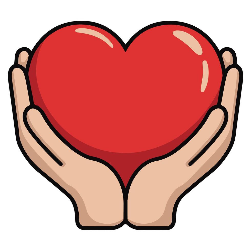 Red Heart Cradled by Two Hands for World Kindness Day vector