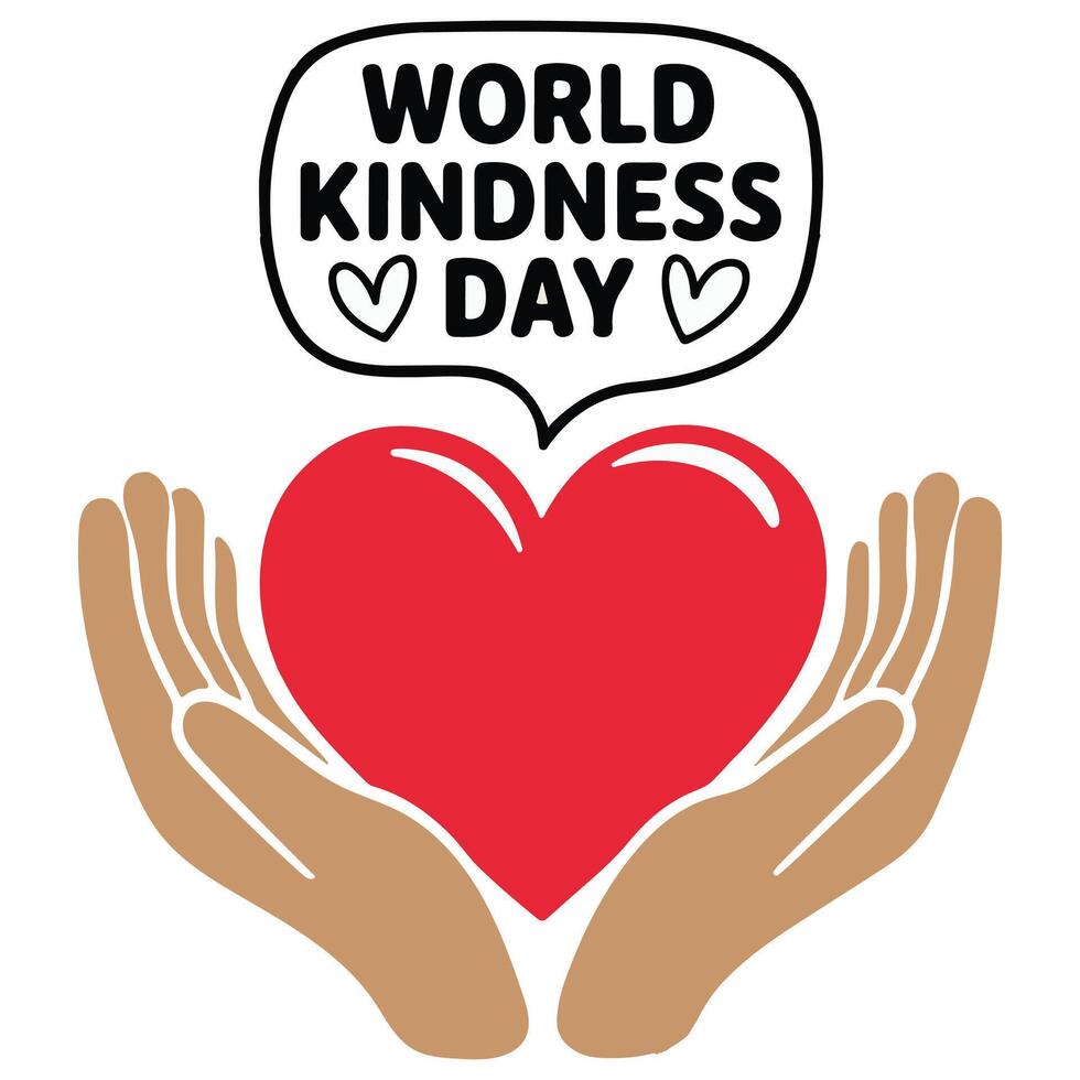 Heart Cradled by Hands with World Kindness Day Text vector