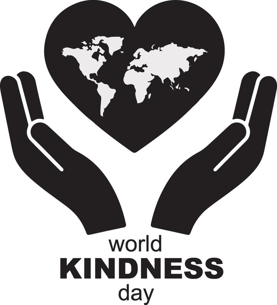 Heart Cradled by Hands Silhouette for World Kindness Day vector