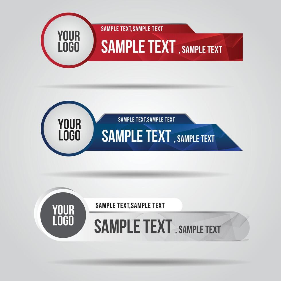 ower third blue , red and grey design tv template modern contemporary vector