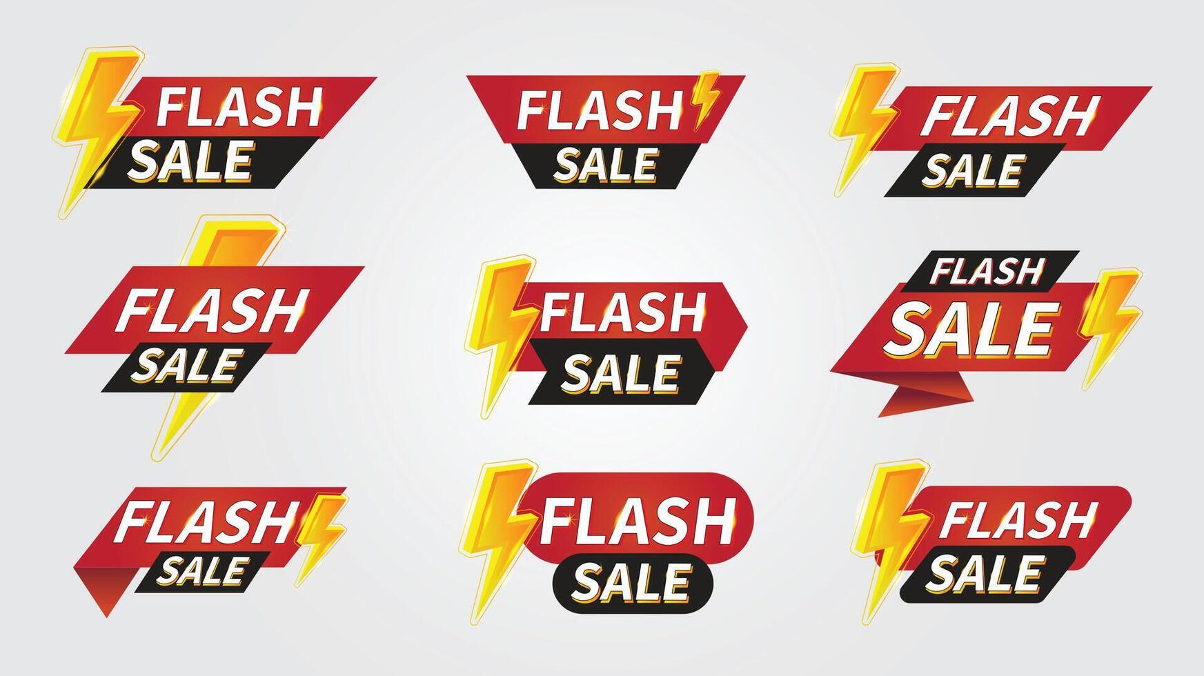 Flash sale discount lebel collection banner and icons corners, labels vector