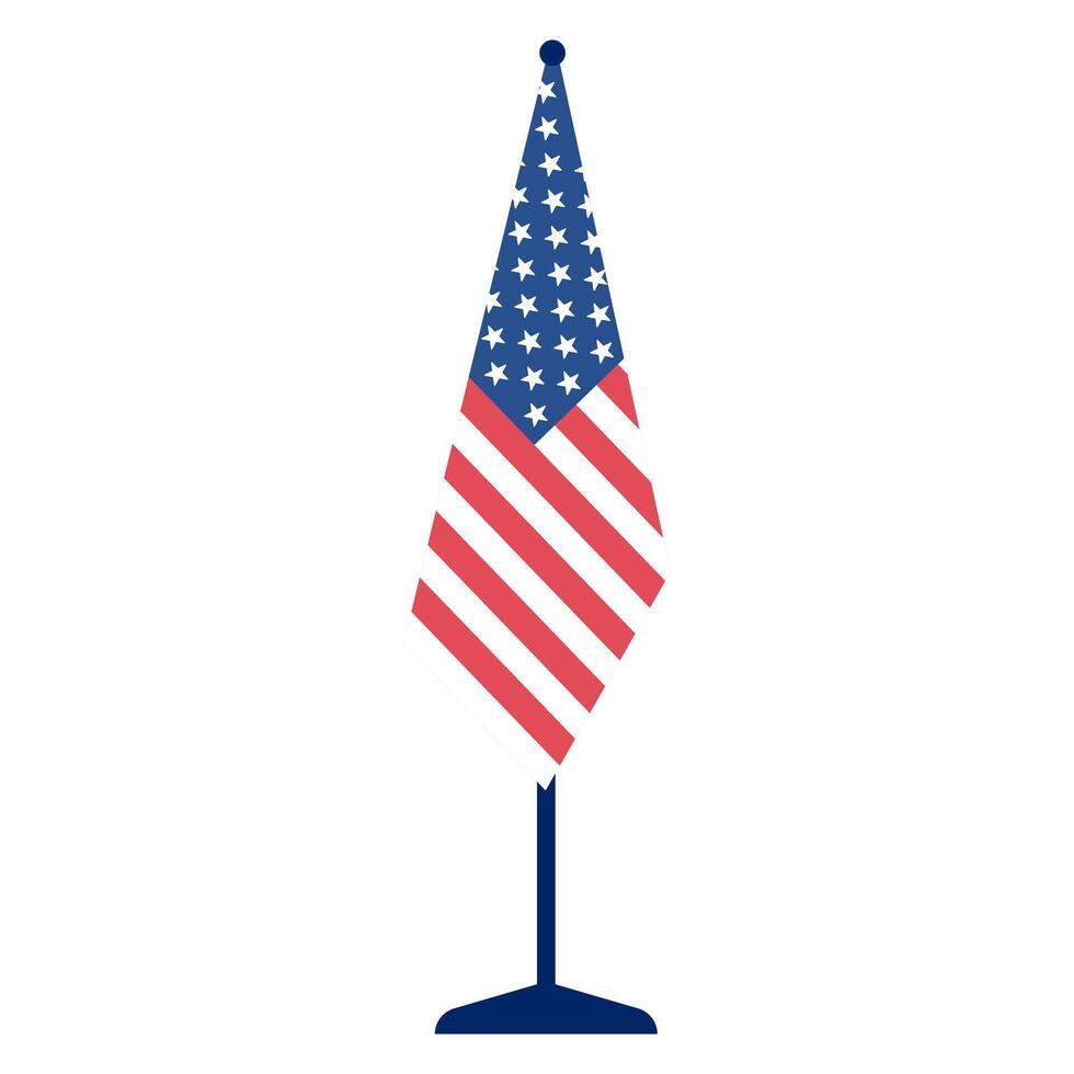 Flag of the United States of America on steel flagpole. Vote 2024 USA. illustration. vector