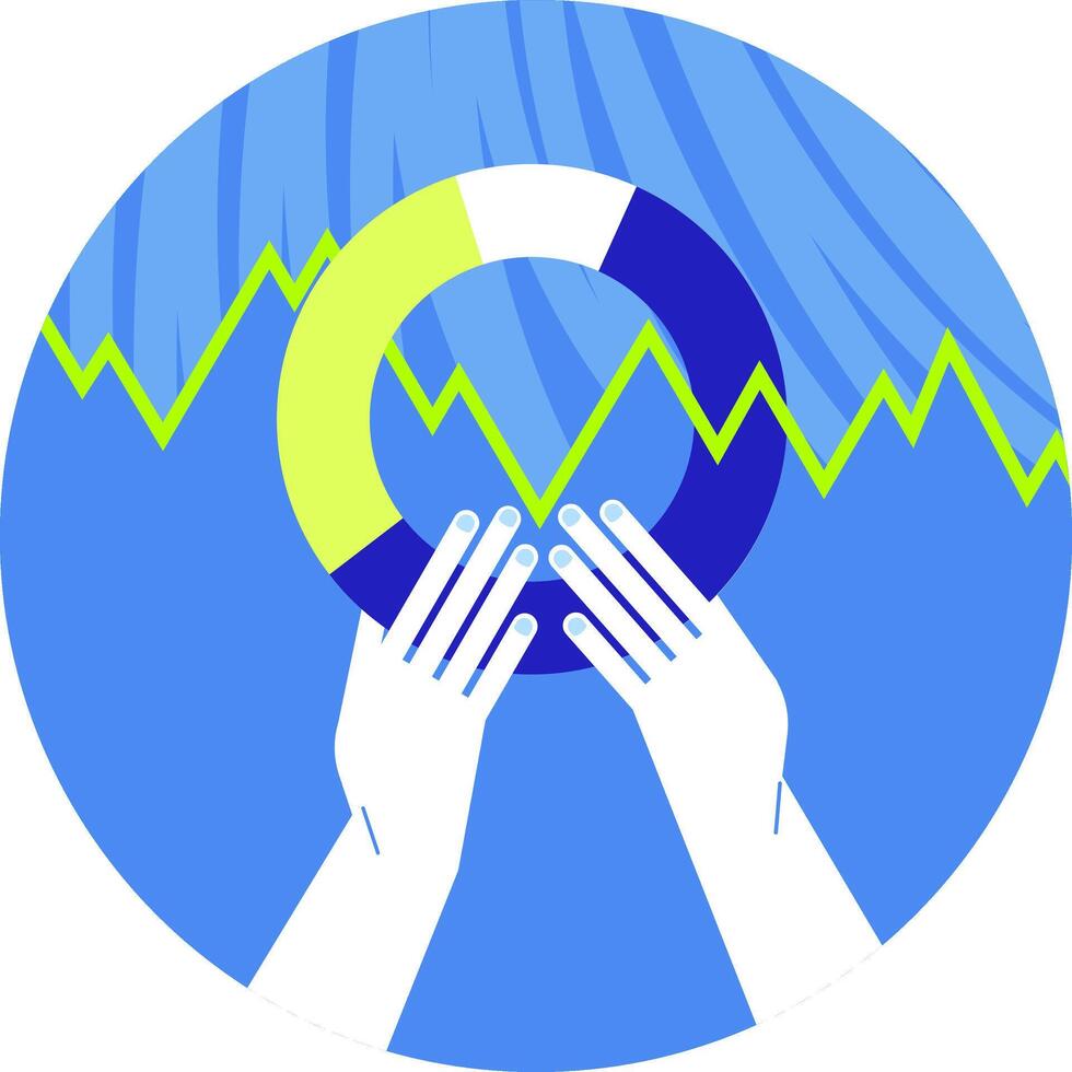 Business illustration. Hands show data illustration for startup and presentation. vector