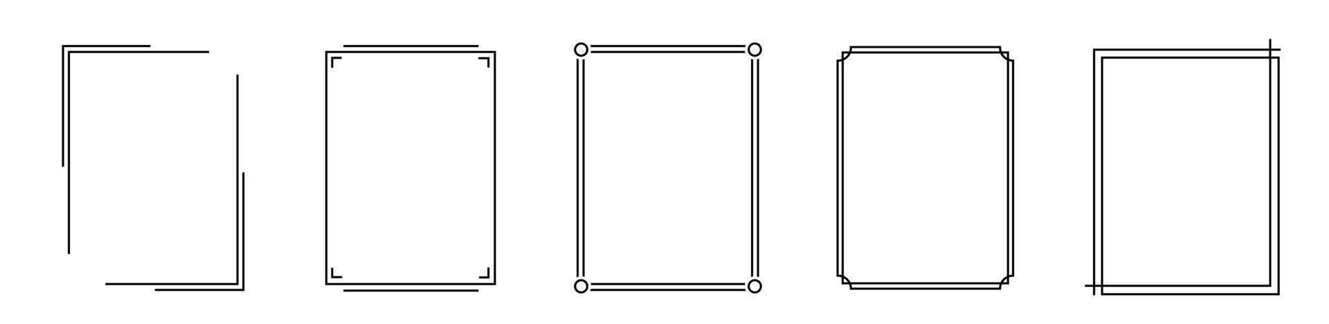 Black outline of frame for decoration. Simple frameworks for exhibition vector