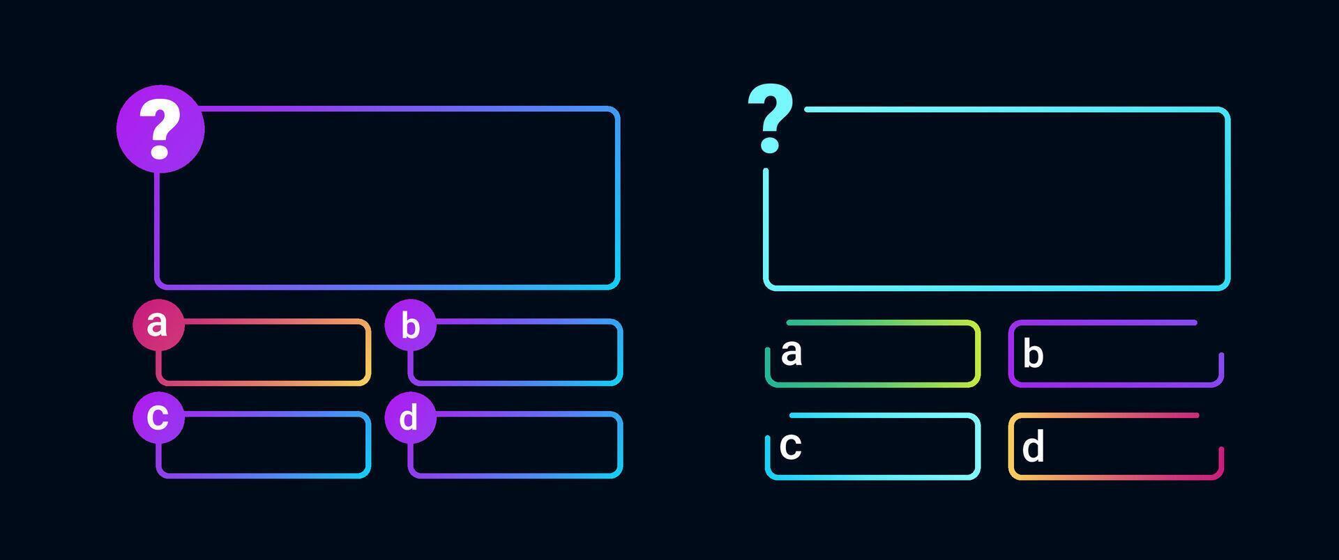 Question frame for quiz game in colorful style with gradient. vector