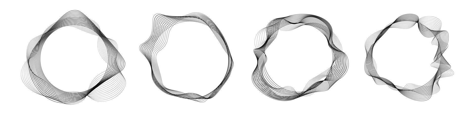 Abstract futuristic circle. Set of minimalistic black flow. vector