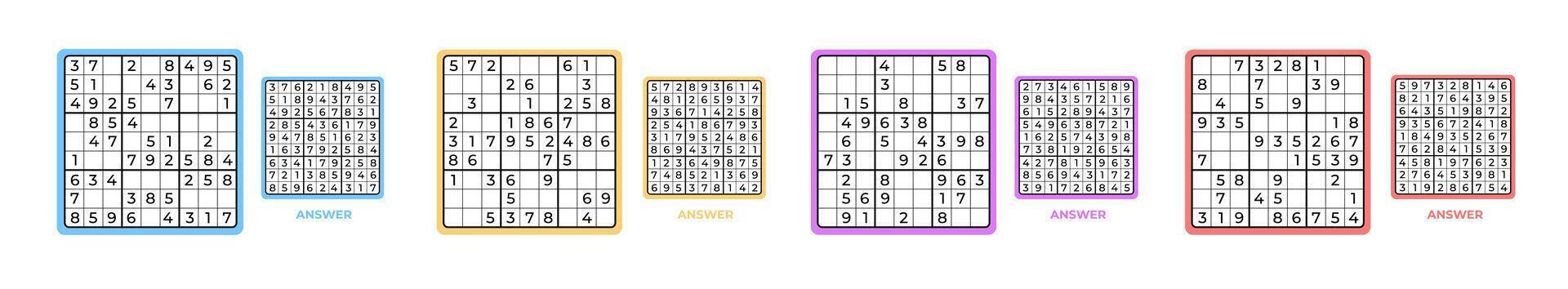 Sudoku boar intellectual game with numbers. Education game for brain activity. vector