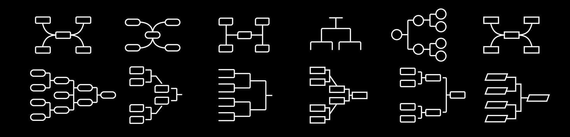 White tournament chart structure in minimalistic style. Sport leadership bracket. vector
