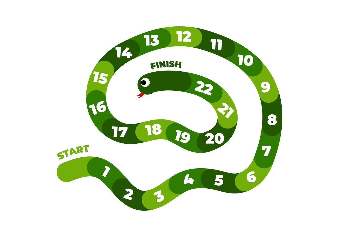 Snake board game for kids. Funny platform game in cartoon style with numbers. vector