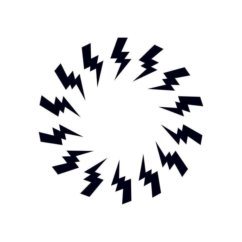 Black bolt zap circle frame. vector