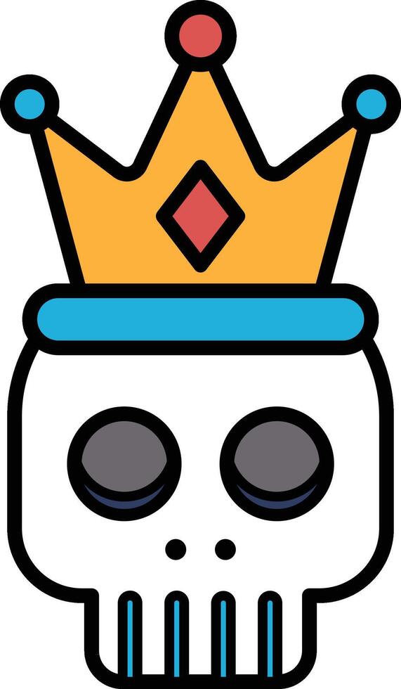 A cartoon skull with a crown on top vector