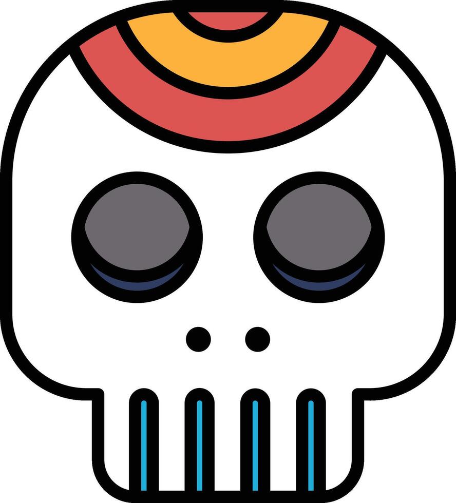 A skull with a red and yellow design on it vector