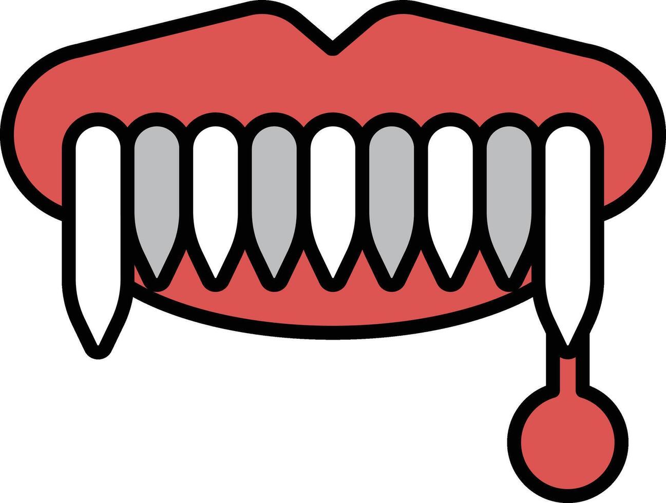 A cartoonish drawing of a mouth with teeth and a red tongue vector