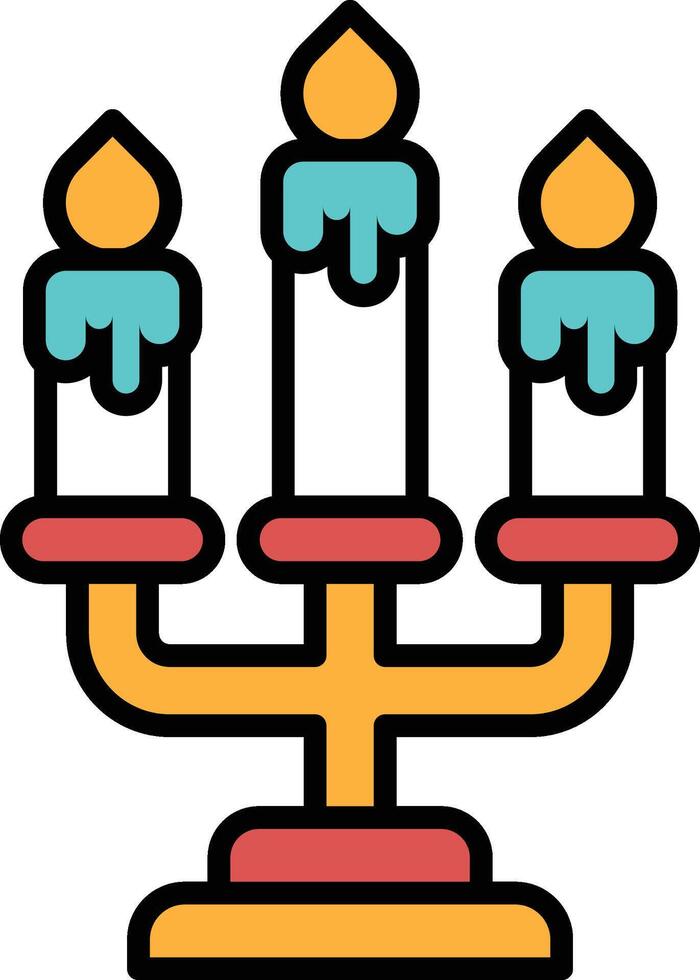A candle holder with three candles in it vector