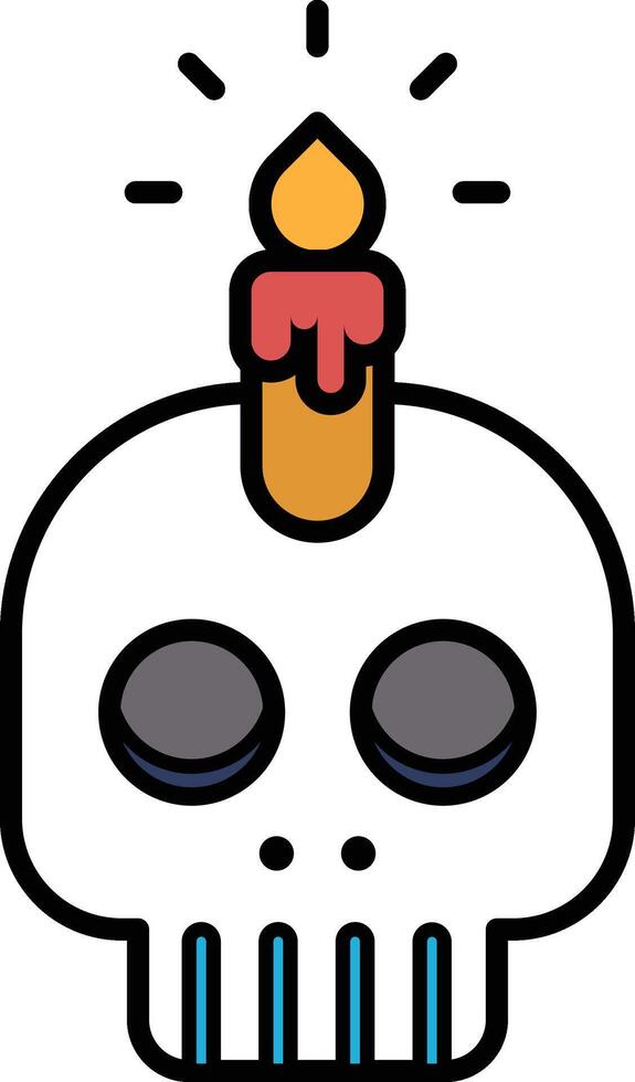 A skull with a candle on top of it vector