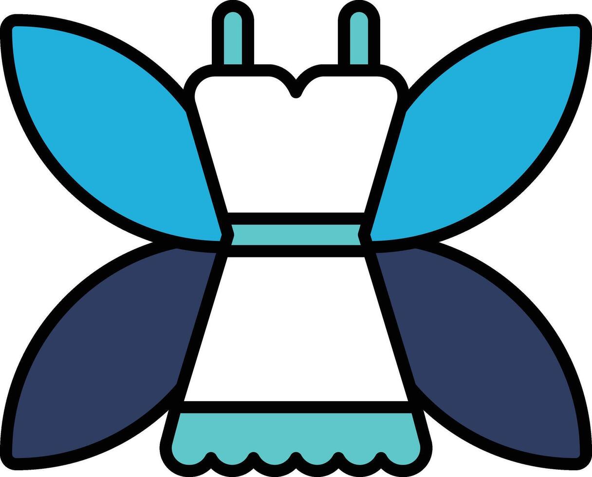 A blue and white dress with a butterfly design vector
