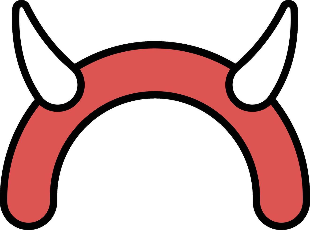 A red devil horned hat with white tips vector
