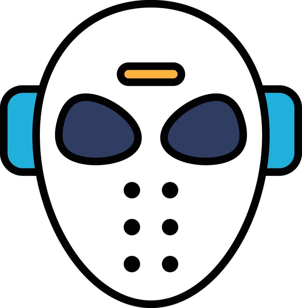 Illustration of a hockey mask in line art style. vector