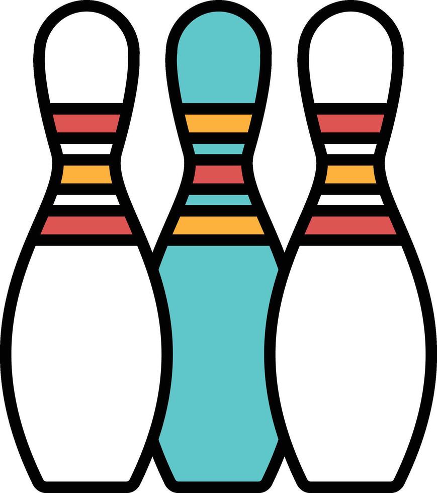 Three bowling pins with stripes and a blue one in the middle vector