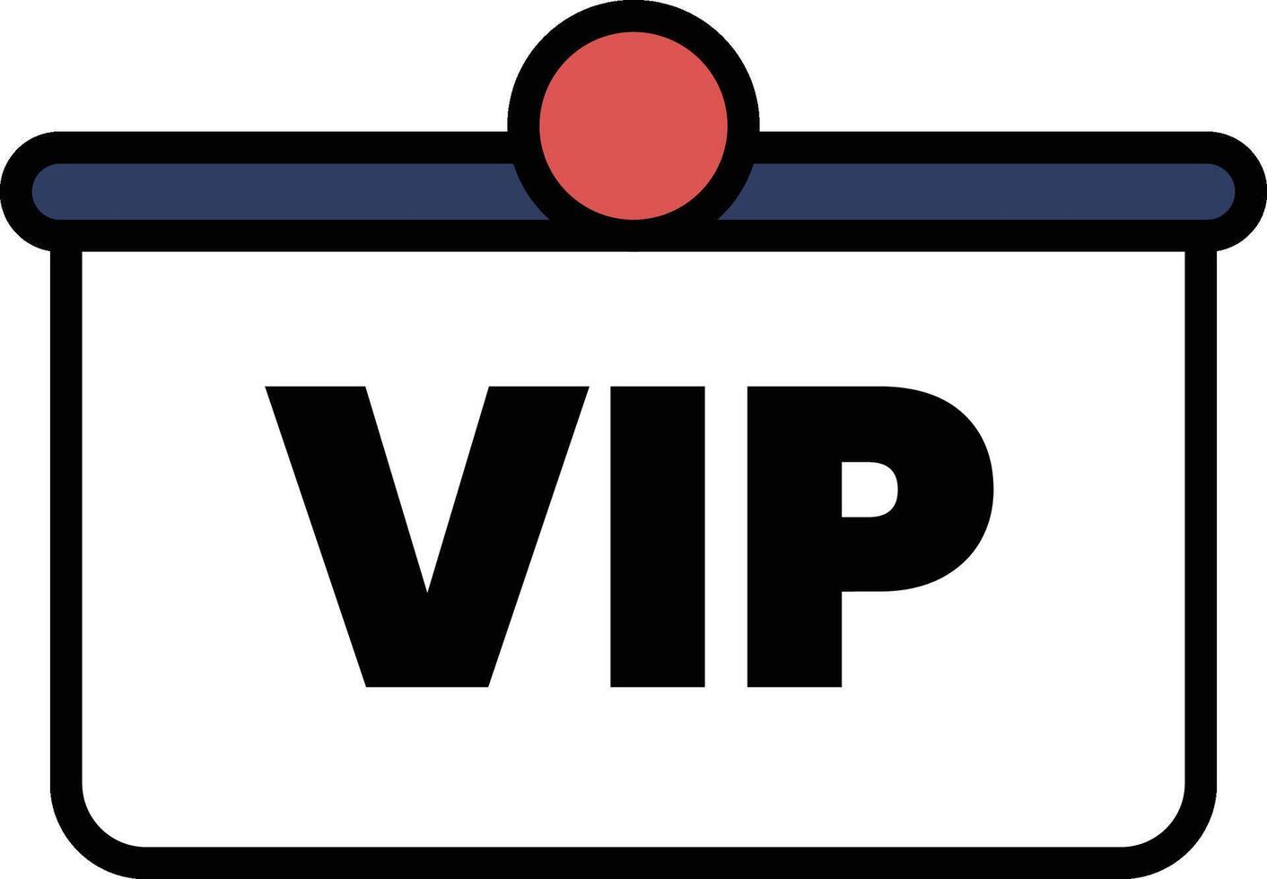 A white background with a red circle and the word VIP written in black vector