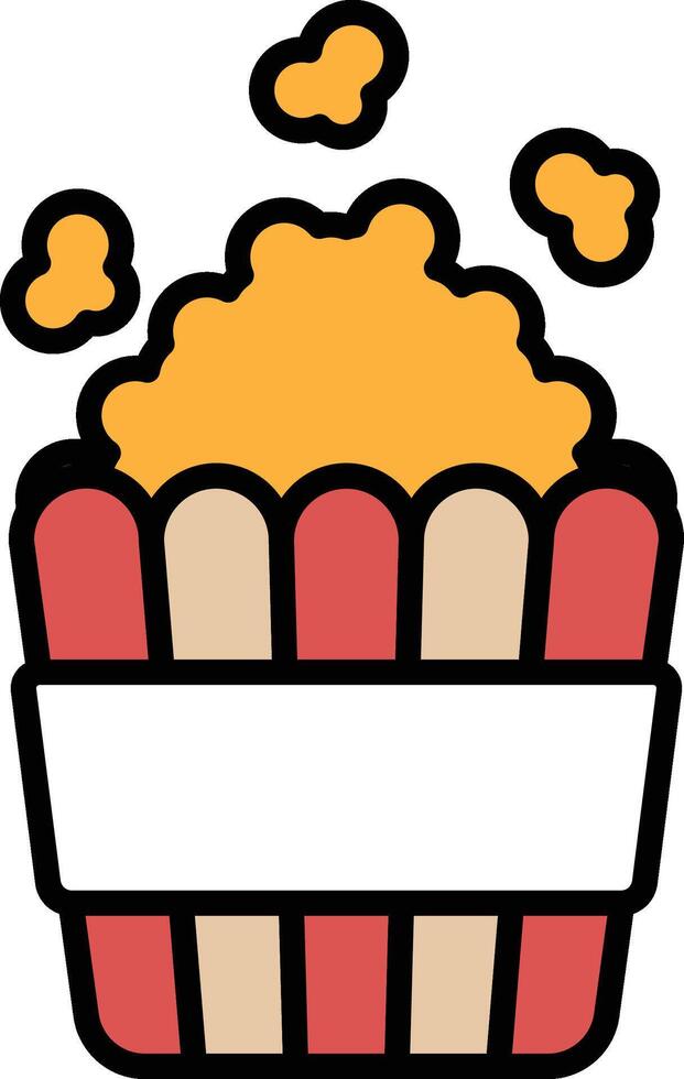 A cartoon of a popcorn bucket with yellow popcorn vector