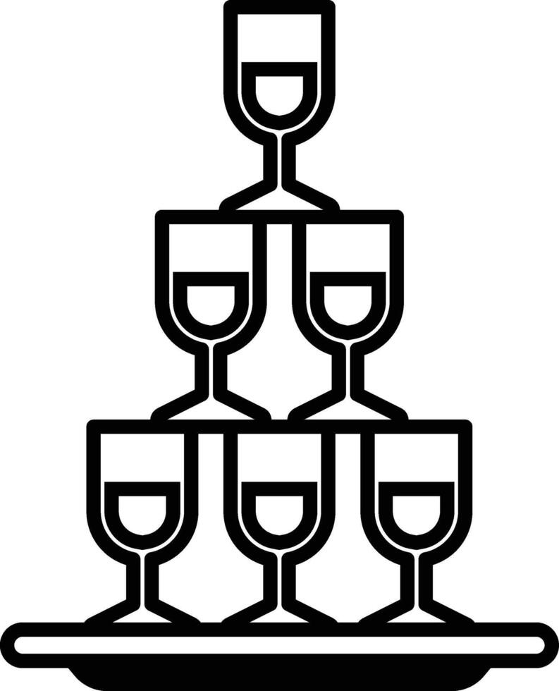 A stack of wine glasses on a plate vector