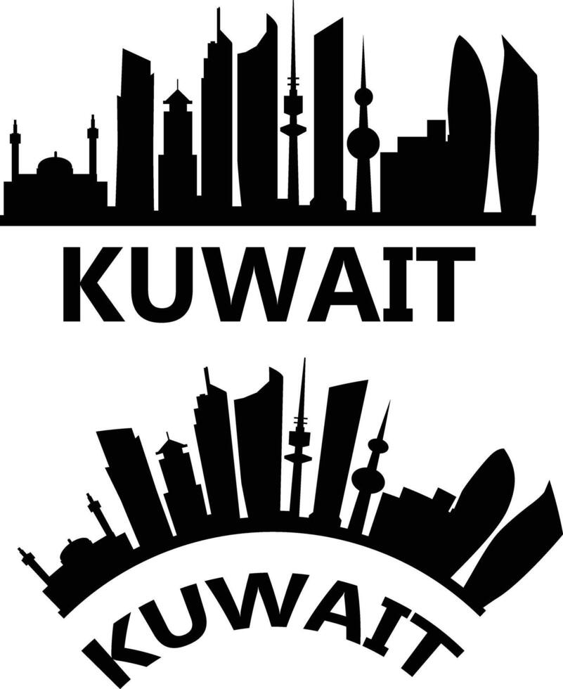 Kuwait city skyline silhouette. Kuwait skyline sign. Kuwait landscape city design. flat style. vector