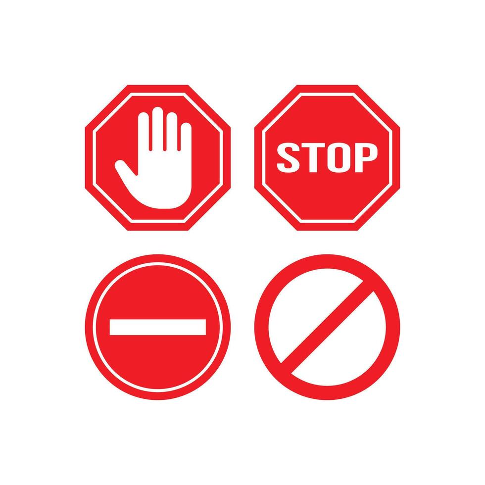 Traffic sign stop set. illustration. on white background - vector