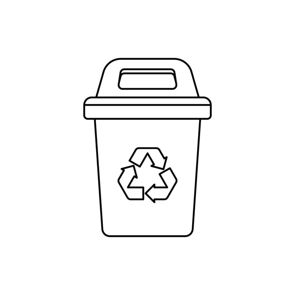 trash recycling bin line icon vector
