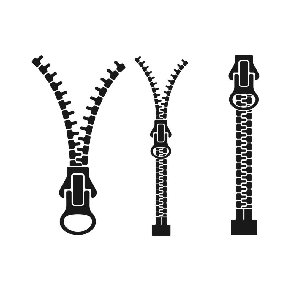 Zipper. Closed and open zip icon set. illustration vector