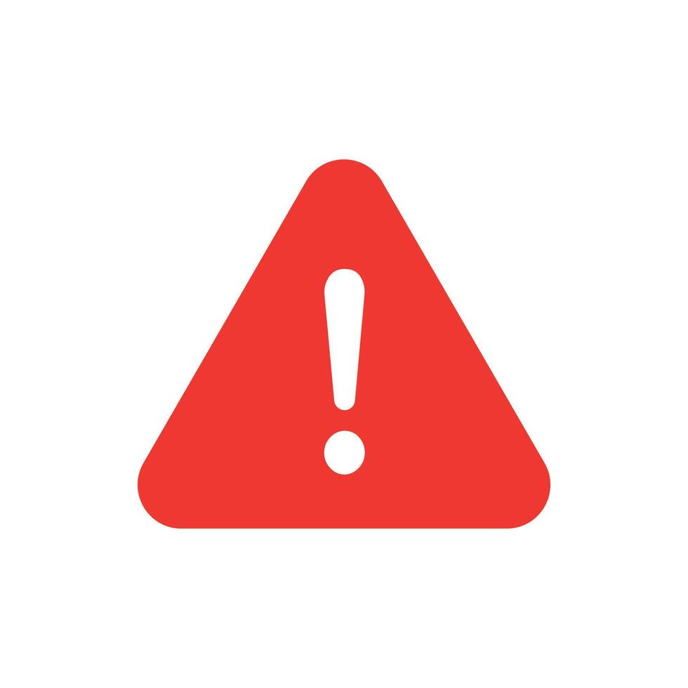 caution, exclamation mark white red color vector