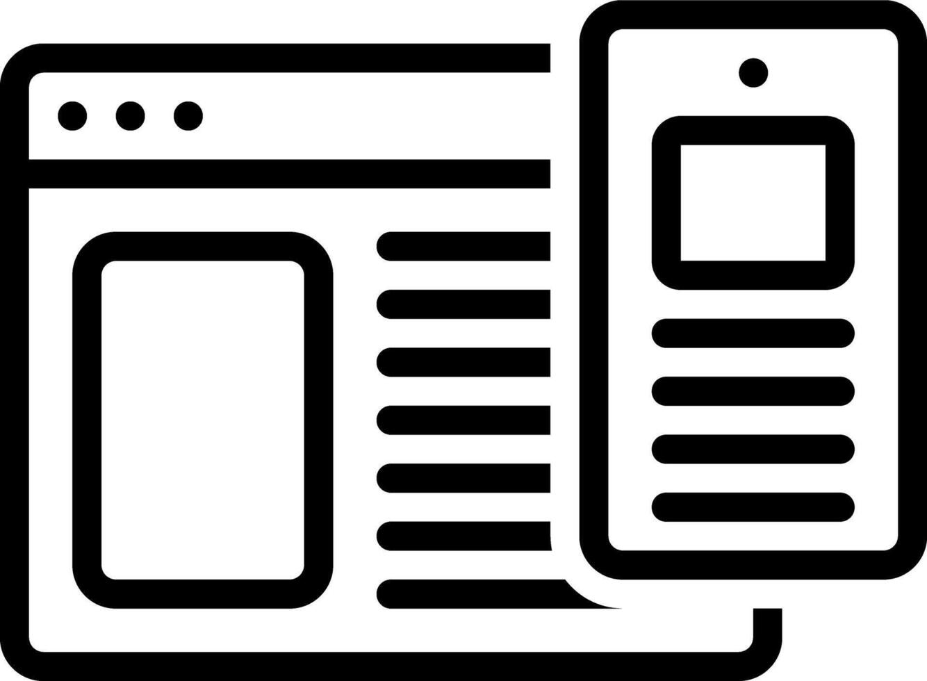 Black line icon for responsive design vector