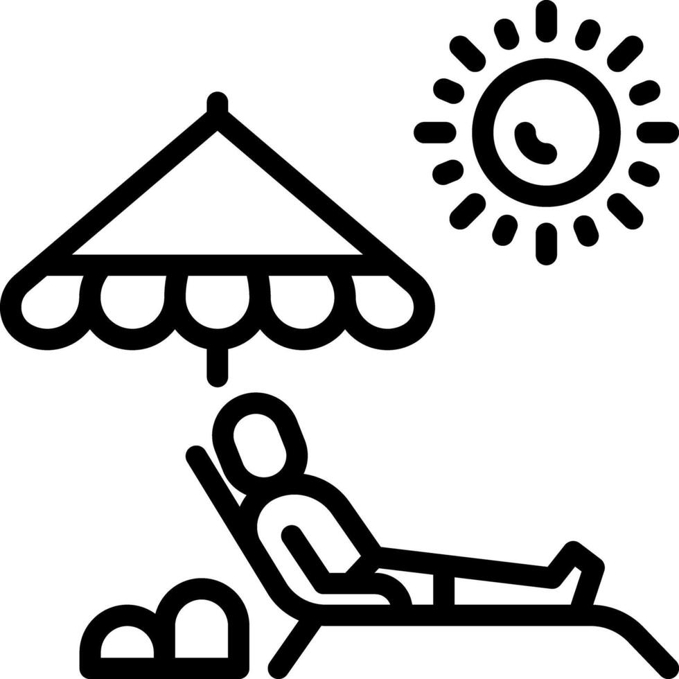 Black line icon for sunbath vector