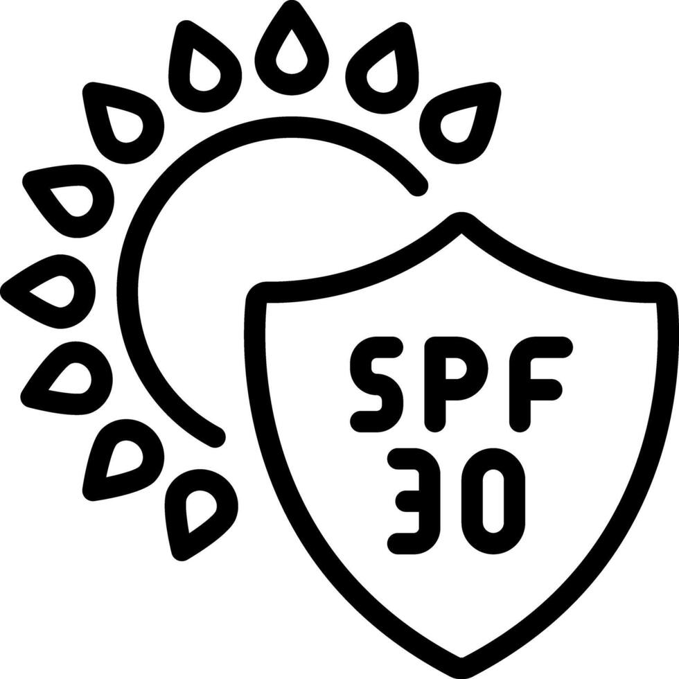 Black line icon for spf 30 vector