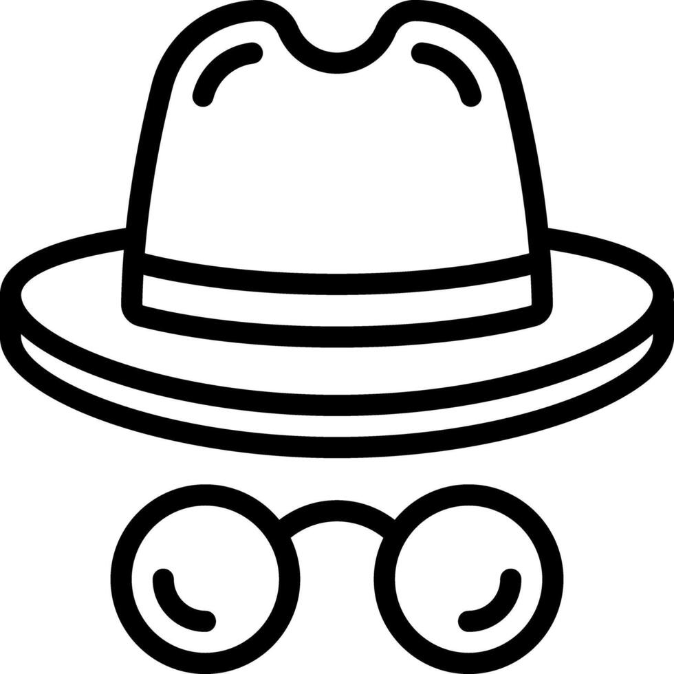 Black line icon for hat and glasses vector