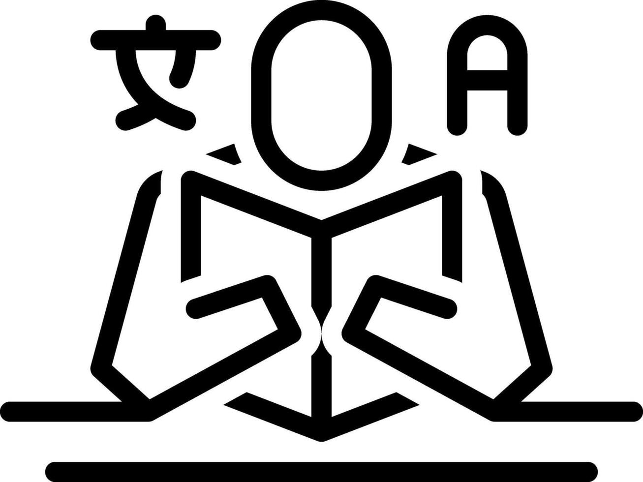 Black line icon for language learning vector