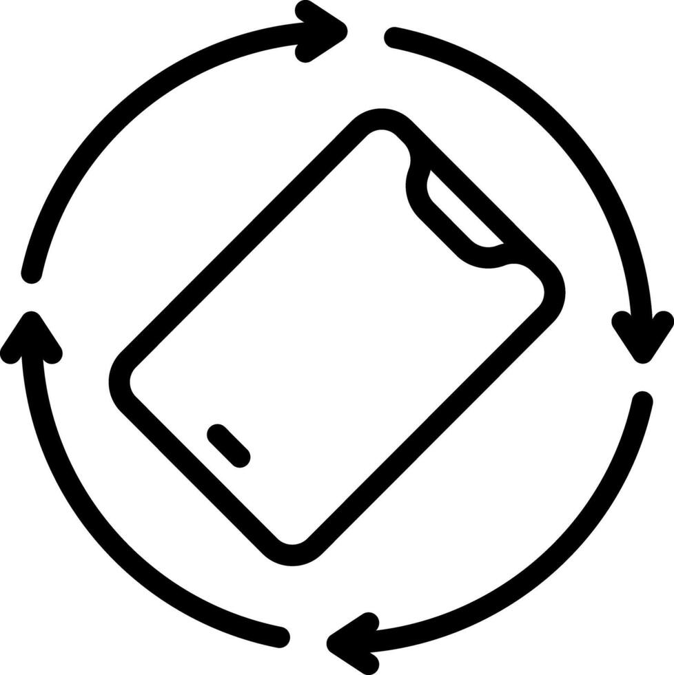 Black line icon for rotation vector