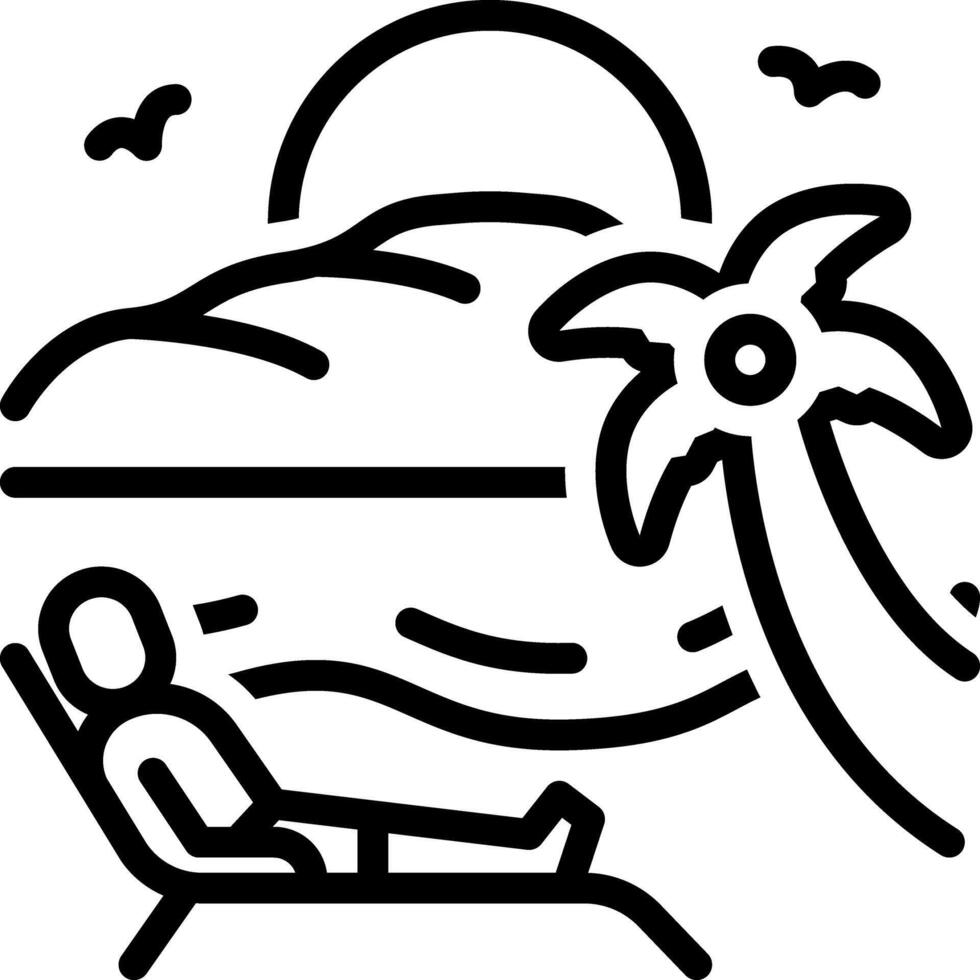 Black line icon for beach vector