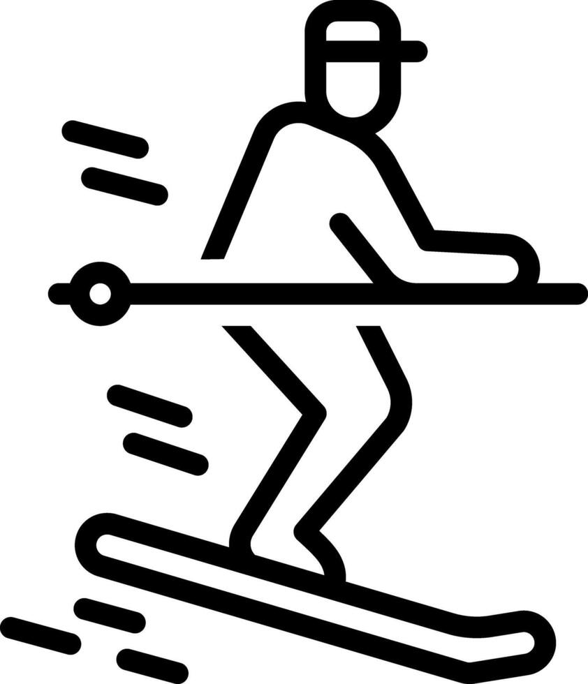 Black line icon for skiing vector