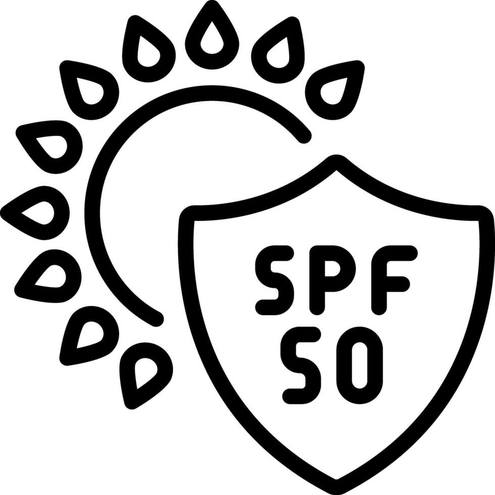 Black line icon for spf 50 vector