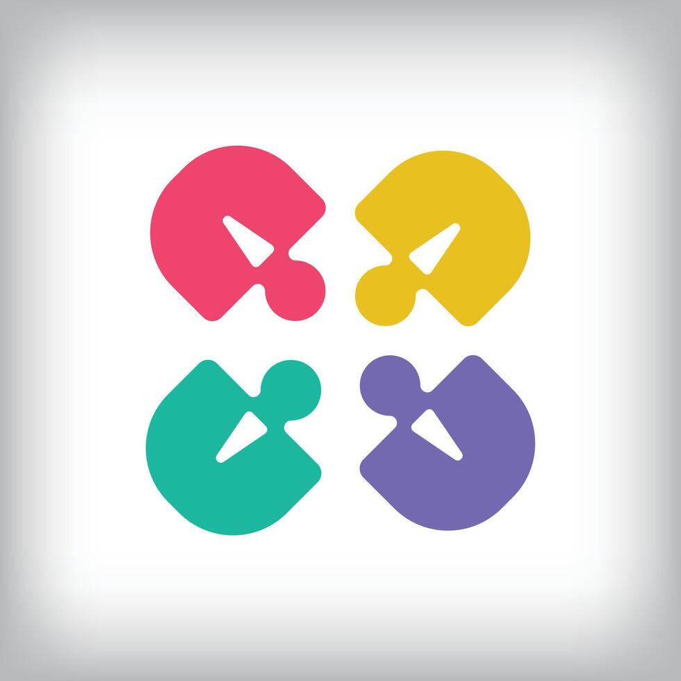 Unique colorful puzzle piece teamwork design. Company, success and corporate company design. vector