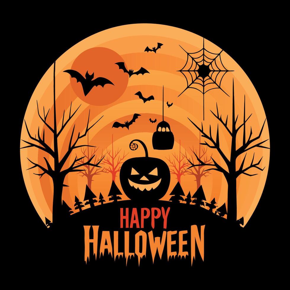 Spooky Twilight Bats, Pumpkins, and Halloween Frights vector