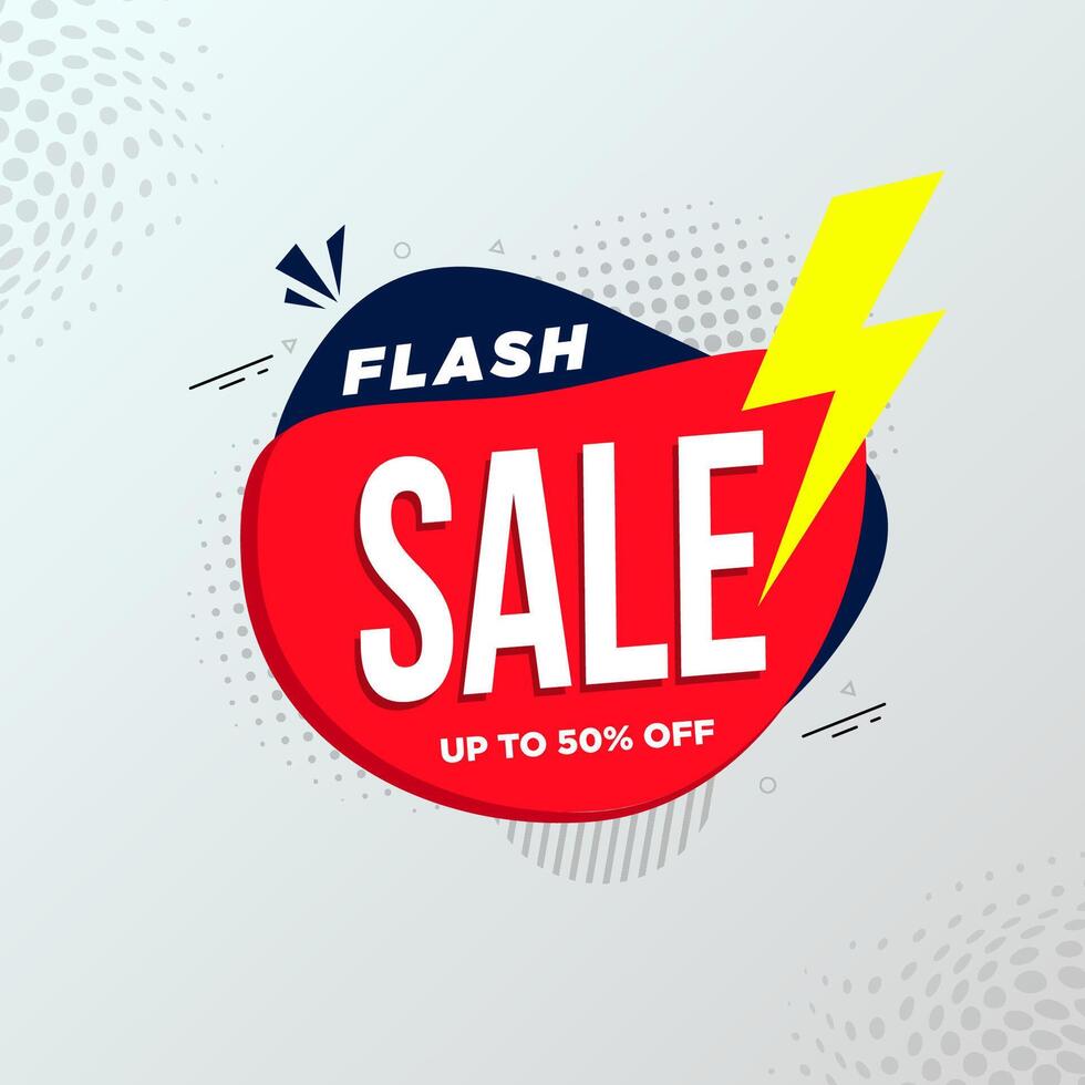 Flash sale banner, special discount sale poster, Speech Bubble Flash Sale Design, with, electricity sign, shapes, and background for marketing promotion, shop, online store, or website vector