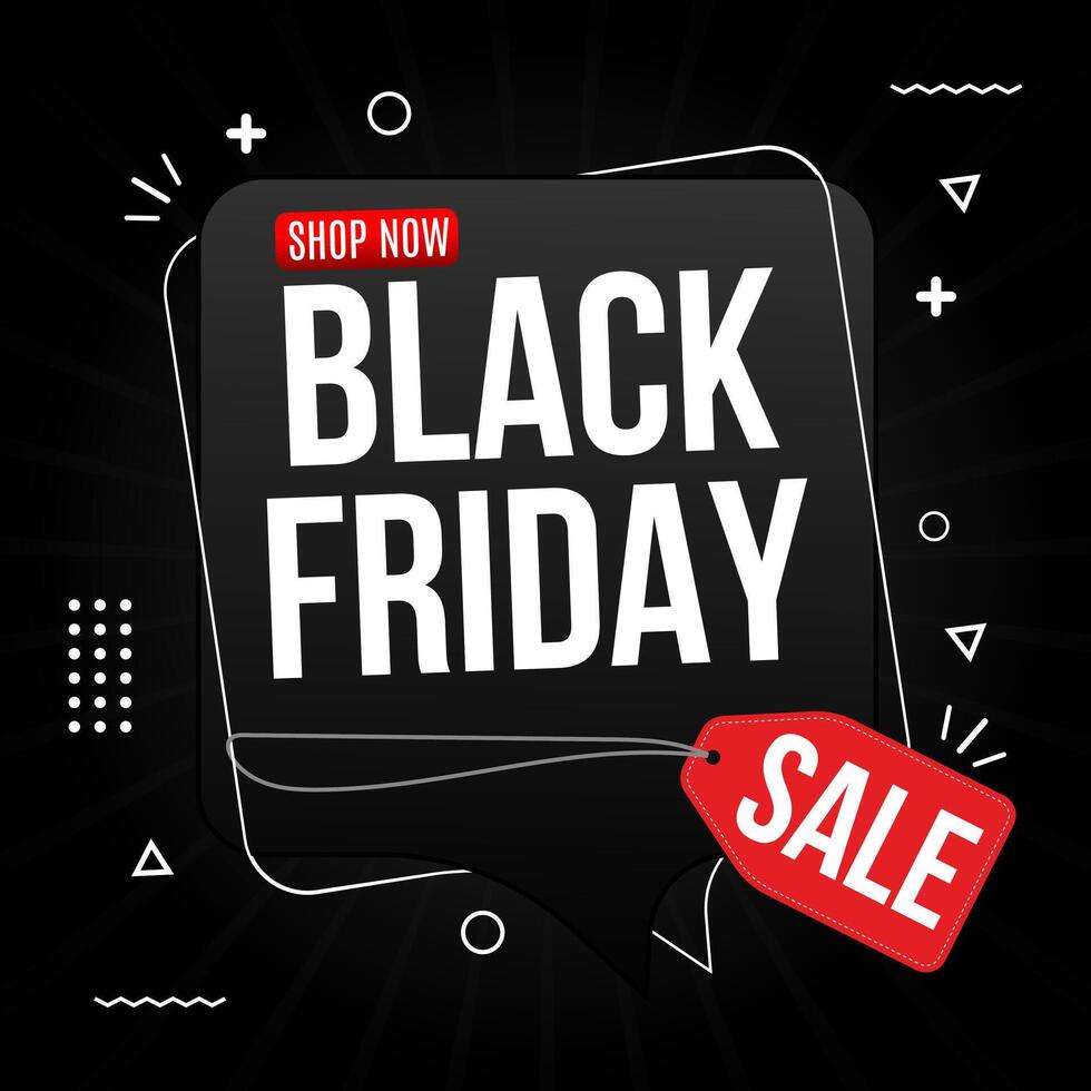 Black Friday Sale Banner, Speech Bubble Exclusive Limited Time Offer Web Banner, Shop Now Button. Black Friday Sale Design. Typography Banner For Black Friday. Modern Minimal Abstract Background. vector