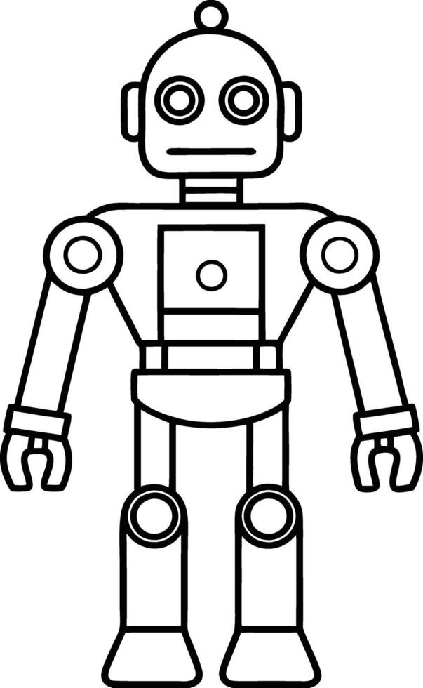 Robotic Soldier Minimalist Outline vector