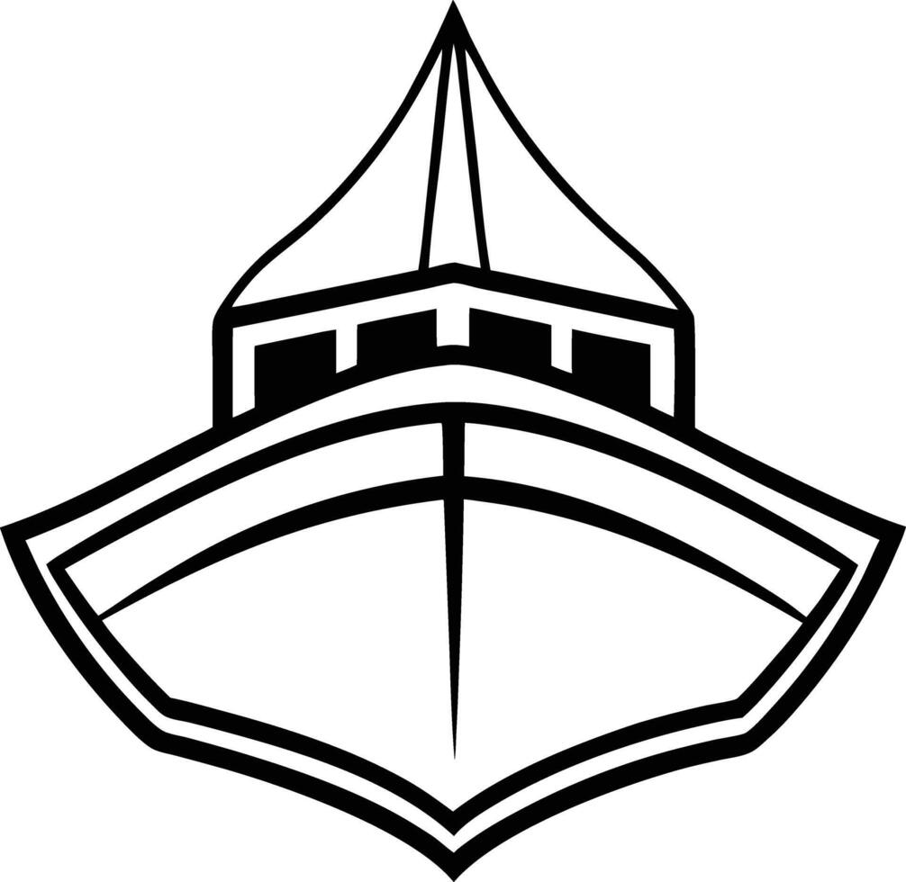Minimalist Ship and Ocean Symbol vector