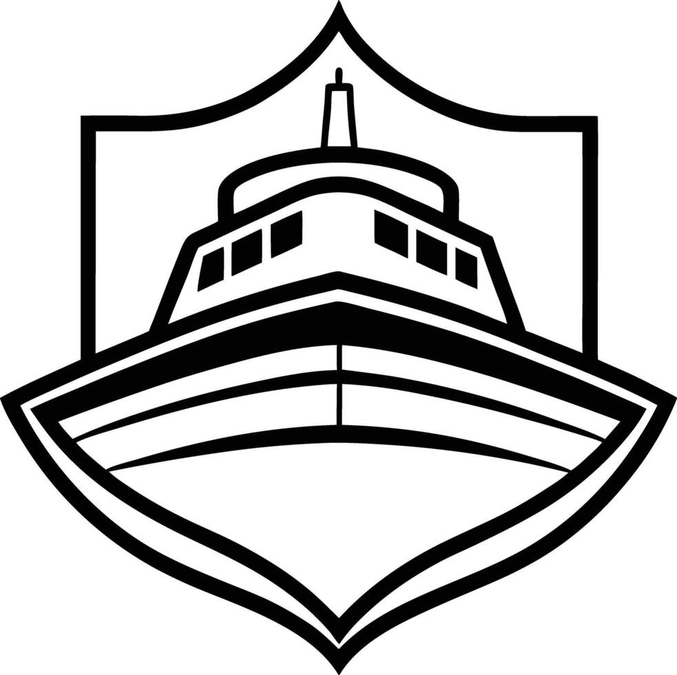 Elegant Ship Outline with Waves vector